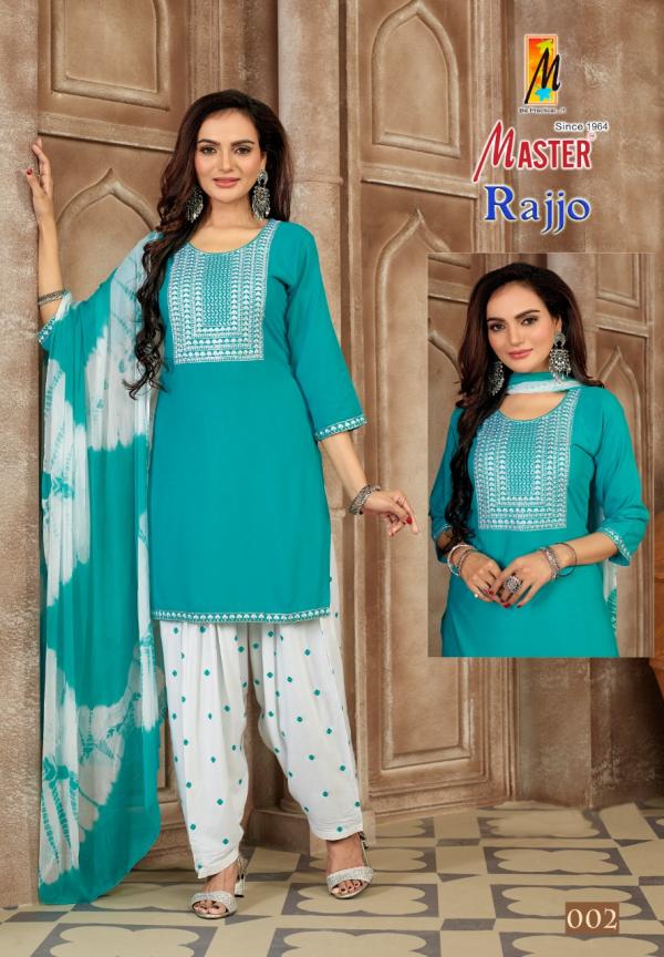 Master Rajjo Festive Wear Rayon Kurti Patiyala And Dupatta Collection